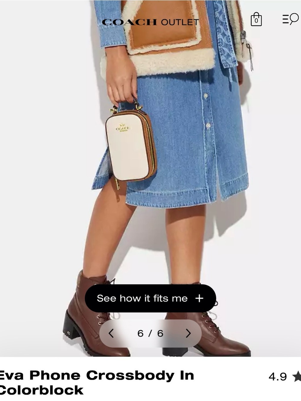Coach Colorblock Eva Phone Crossbody in Cream and Brown - Picture 9 of 9